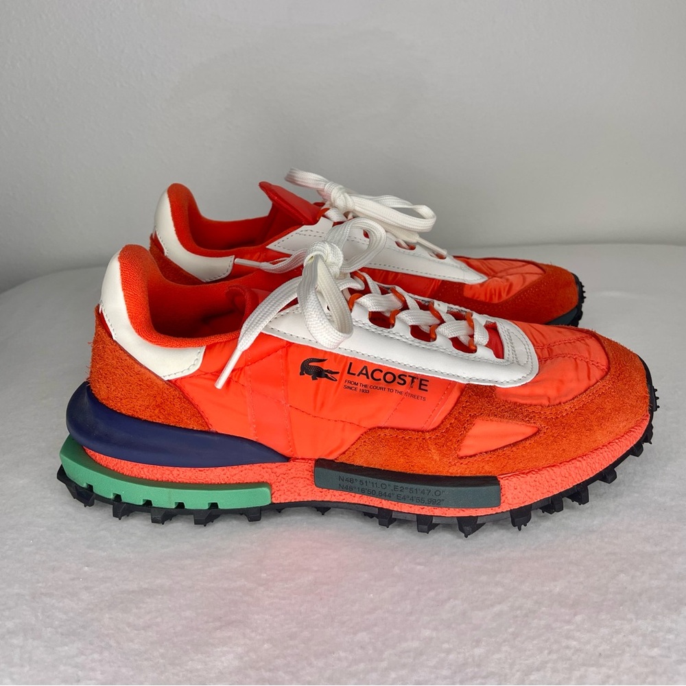 Lacoste Orange and White Retro Elite Active Sneakers